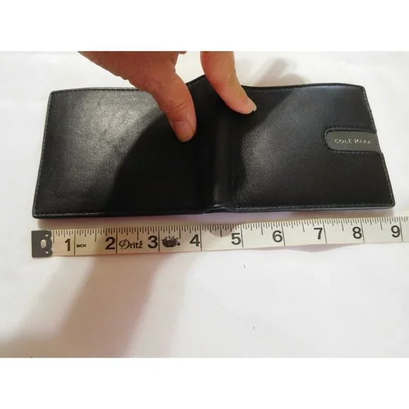 BLACK GREY COLE HAAN Bi fold Mens Wallet Men Leather NEW Credit Card Holder - Picture 5 of 8
